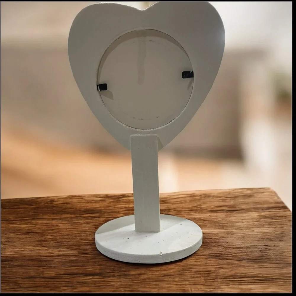 Handmade Heart-Shaped Photo Frame with Red Painted Heart Accents